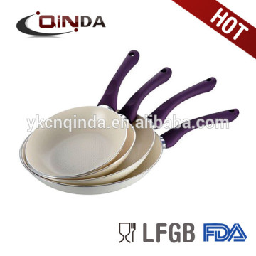 aluminum ceramic coating frypan with colorful soft touch handle